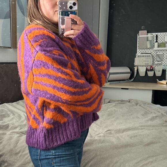 ZARA 80s jacquard retro zebra Print Blogger fav Sweater. Size L - Picture 10 of 11